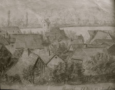 1902 Mumpfer Dorfdächer, A. Jenny, Bleistift