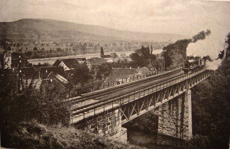 Bahn 1895 - Bahnbrücke aus Eisen mit neu zwei Spuren