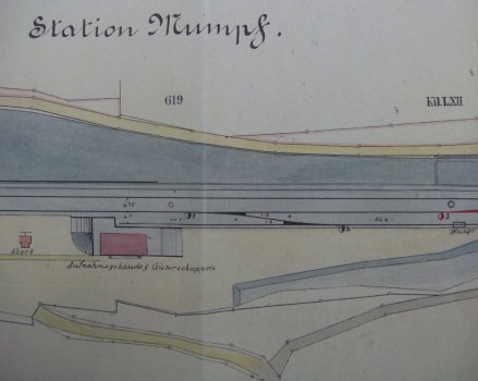 Bahn 1870 - Bahnbau Plan der Bahnhofanlagen
