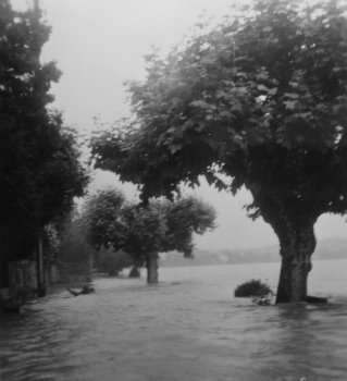 Rhein 1953 - Hochwasser vor der Sonne