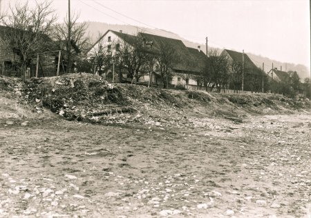 Rhein 1929 - Uferbefestigung durch Kraftwerkbau Riburg, unterhalb _Glocke_