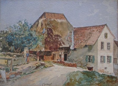 1901 Haus an der Schulgasse, Heinrich Rhyner, Aquarell
