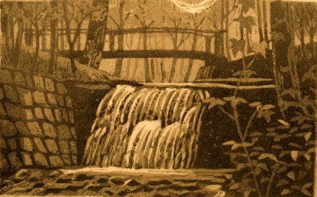 1984 Wasserfall in der Bachtale, Heinrich Friedrich, Lithografie