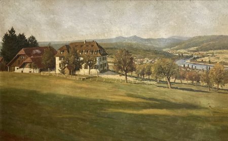 1929 Die Schönegg nach dem Wiederaufbau, Emil Gysin, Oel