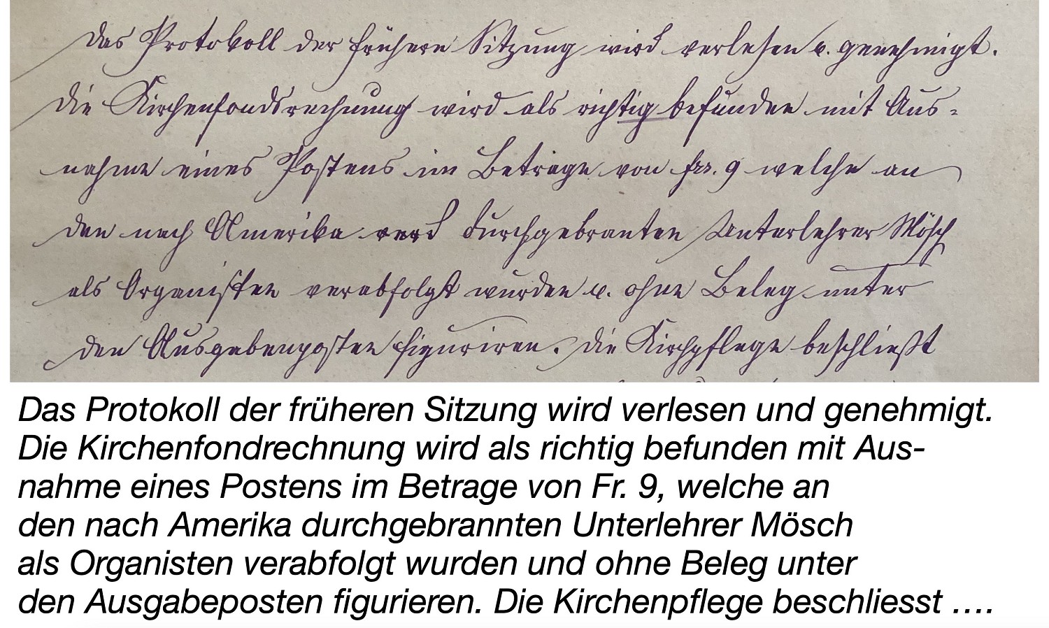 Aus Protokoll Kpfl 25.4.1880