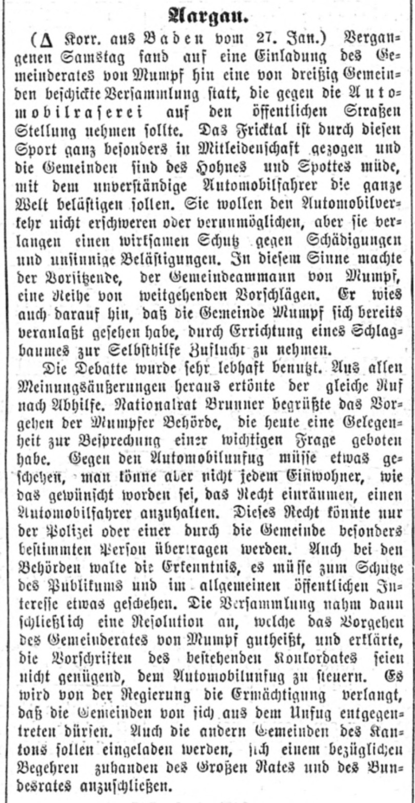Neue Zürcher Zeitung, 31. Januar 1908